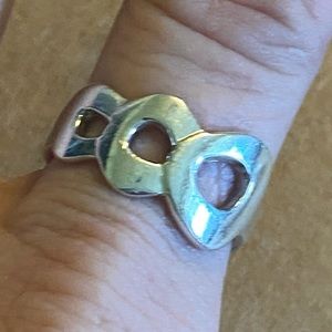Vintage Sterling Silver asymmetrical ring of rings 8.5